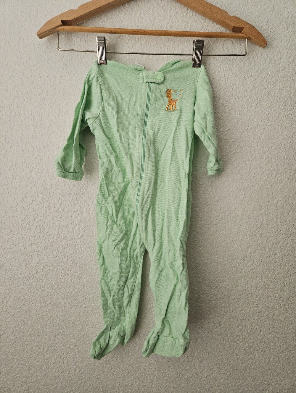 circo 100% cotton green giraffe zip up sleeper, 6 - 9 months